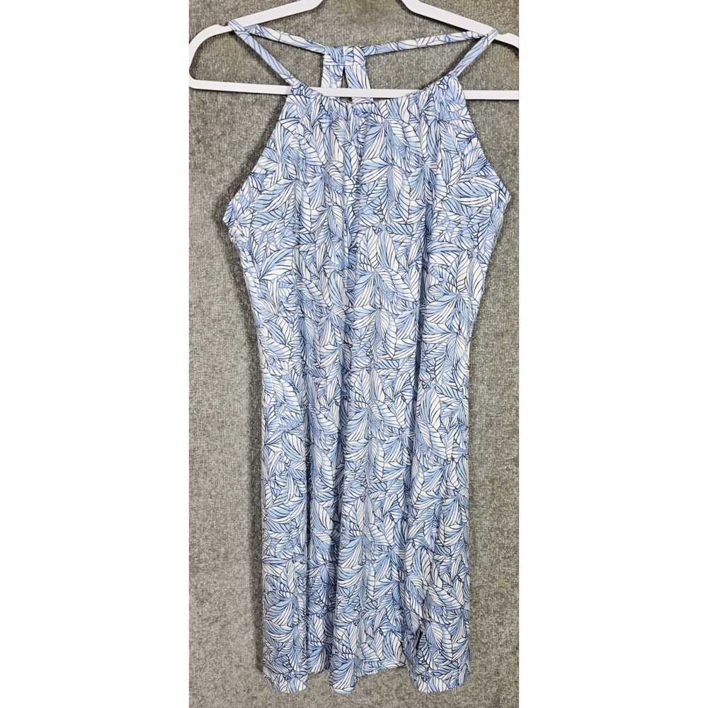 Eddie Bauer‎ Harmony Athletic Dress Womens Size Medium Blue White Tropical Leaf